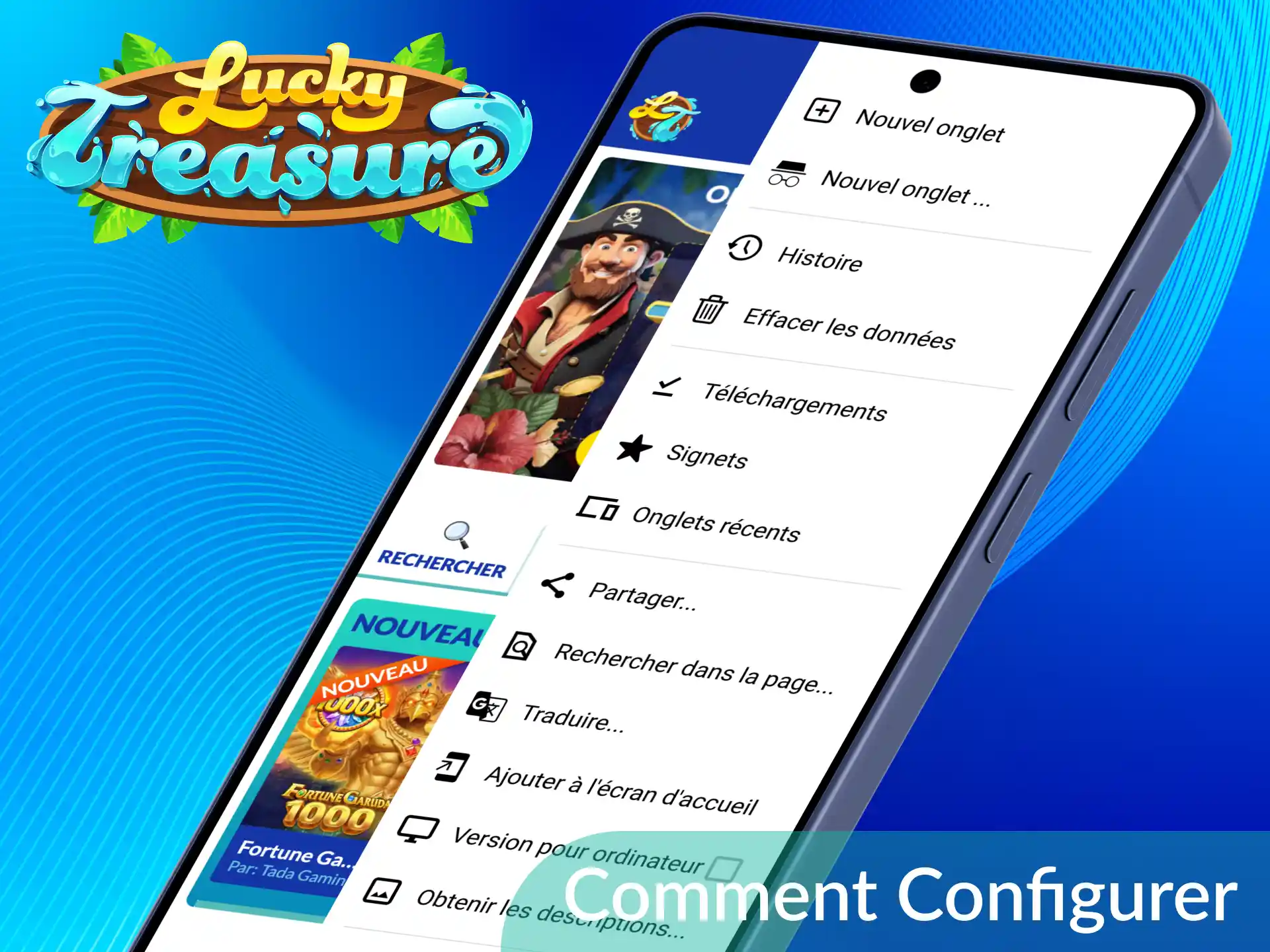 Apprenez comment configurer la PWA Lucky Treasure sur votre téléphone en quelques étapes simples.