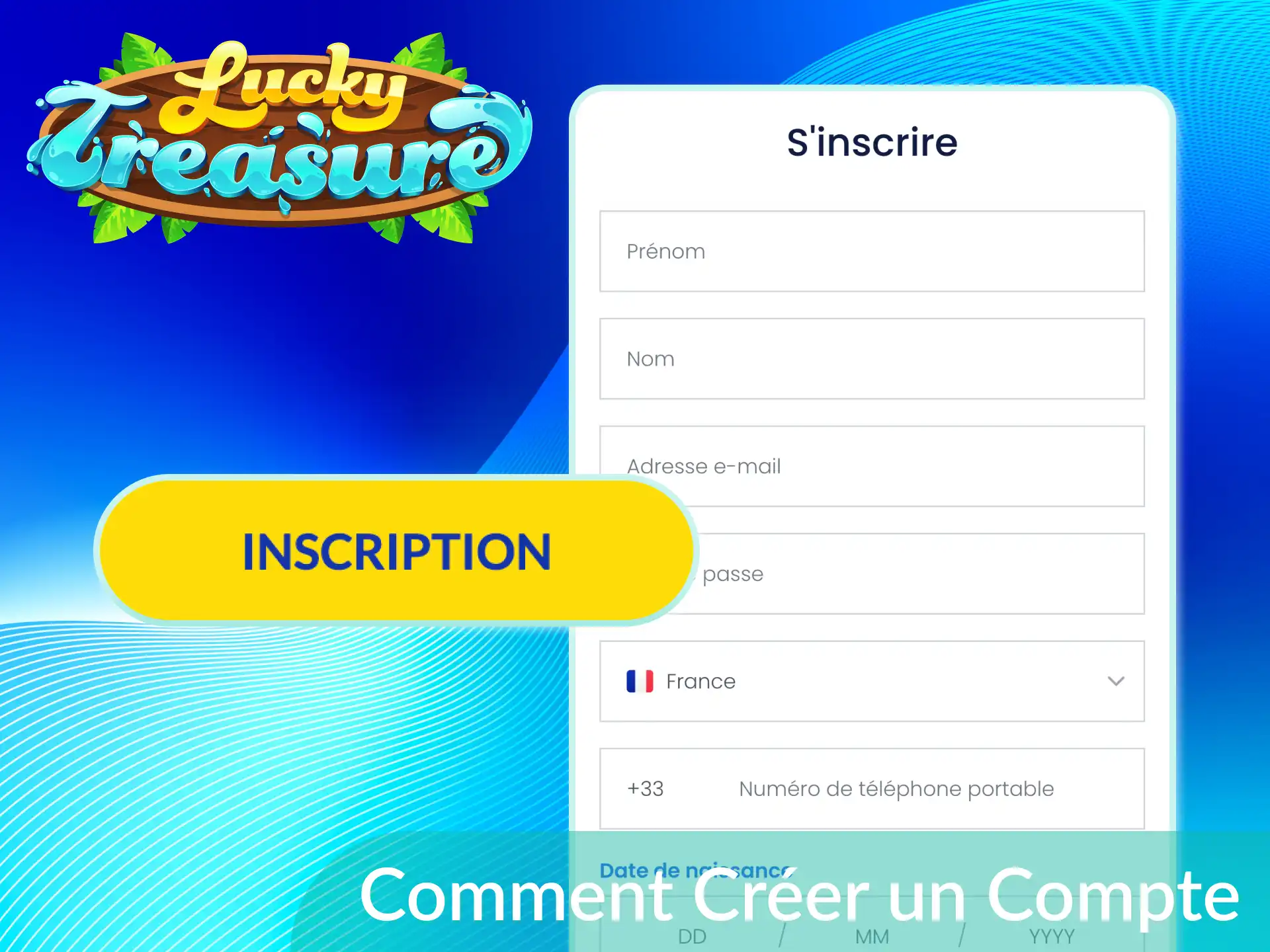 Suivez le guide étape par étape pour savoir comment créer un compte sur l'application Lucky Treasure.