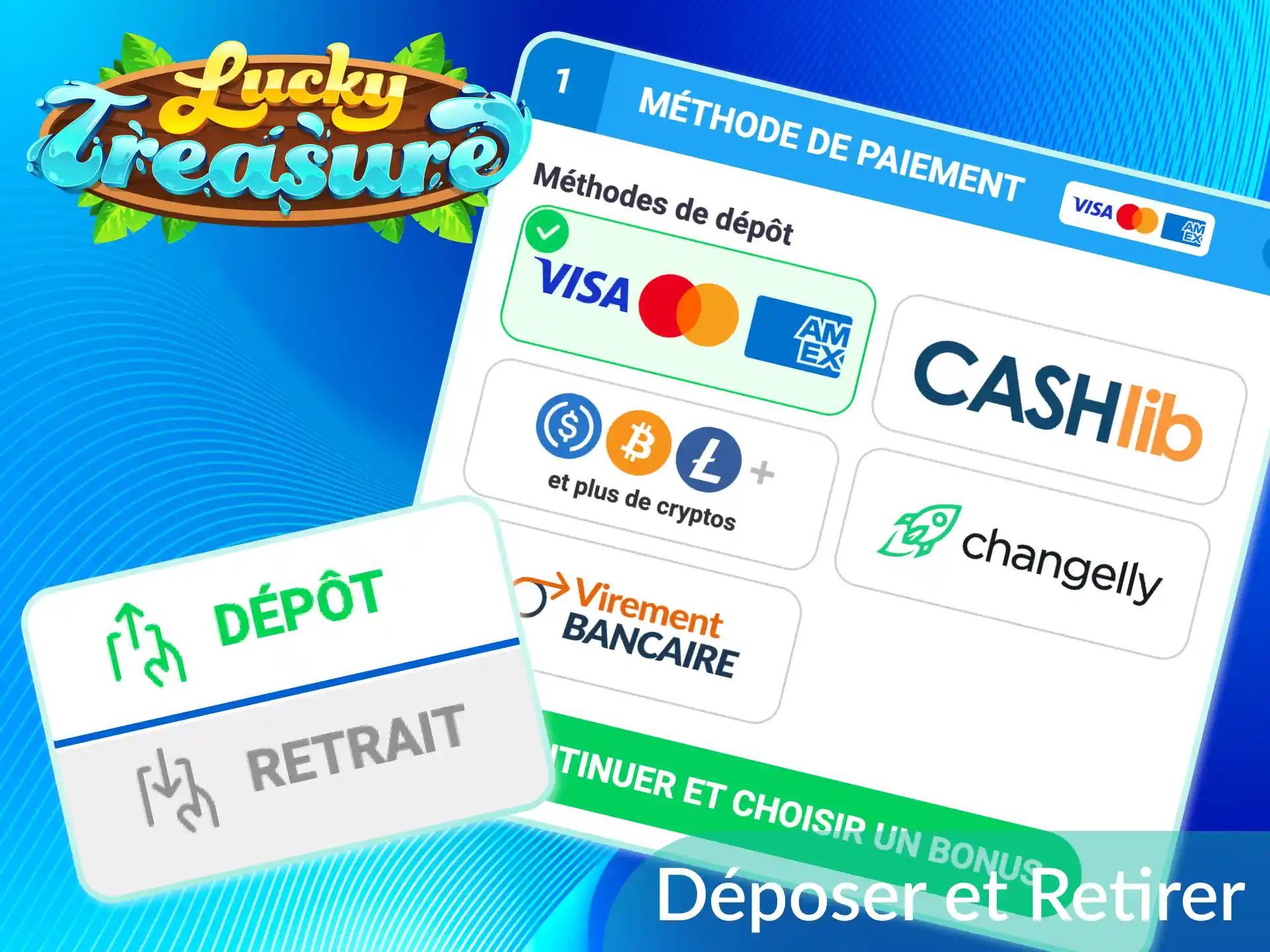 Apprenez comment déposer et retirer de l'argent depuis votre téléphone sur Lucky Treasure.