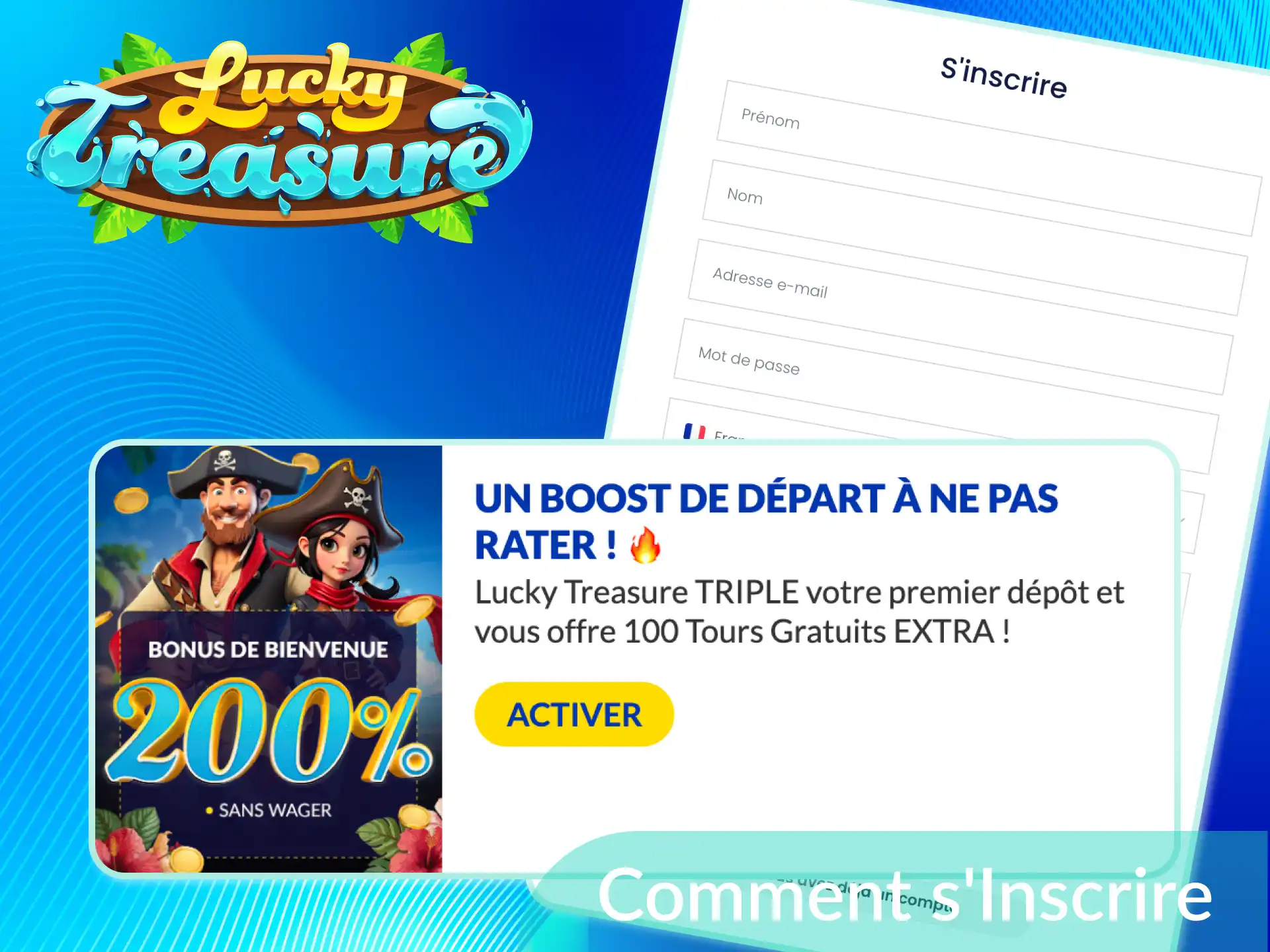 Découvrez comment vous inscrire sur Lucky Treasure et obtenir votre bonus rapidement.