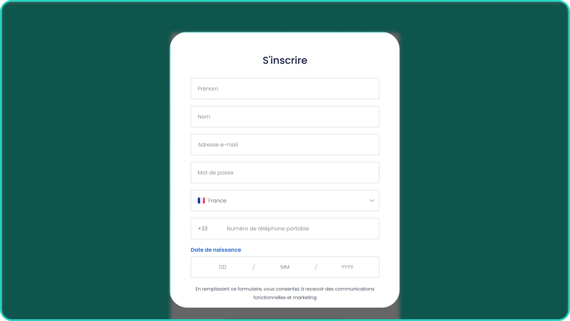 Renseignez vos informations personnelles pour valider votre compte Lucky Treasure.
