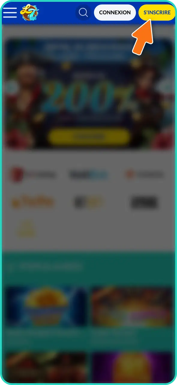 Cliquez sur « S'inscrire » pour lancer le processus de création de compte sur mobile.