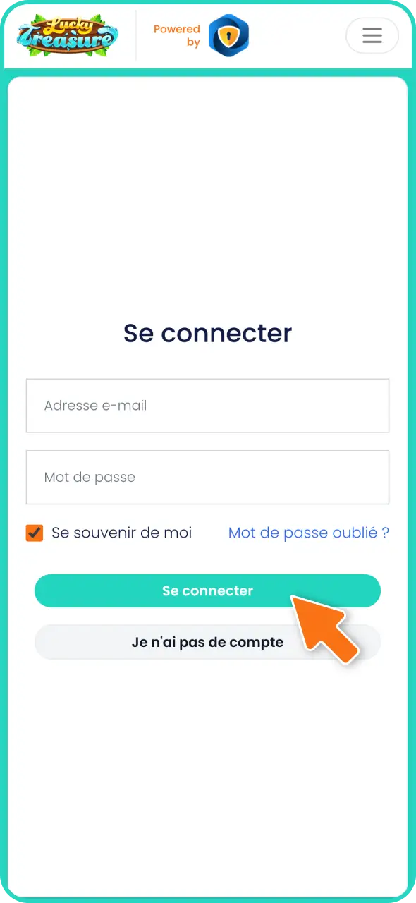 Accédez à votre compte Lucky Treasure pour initier votre demande de retrait.